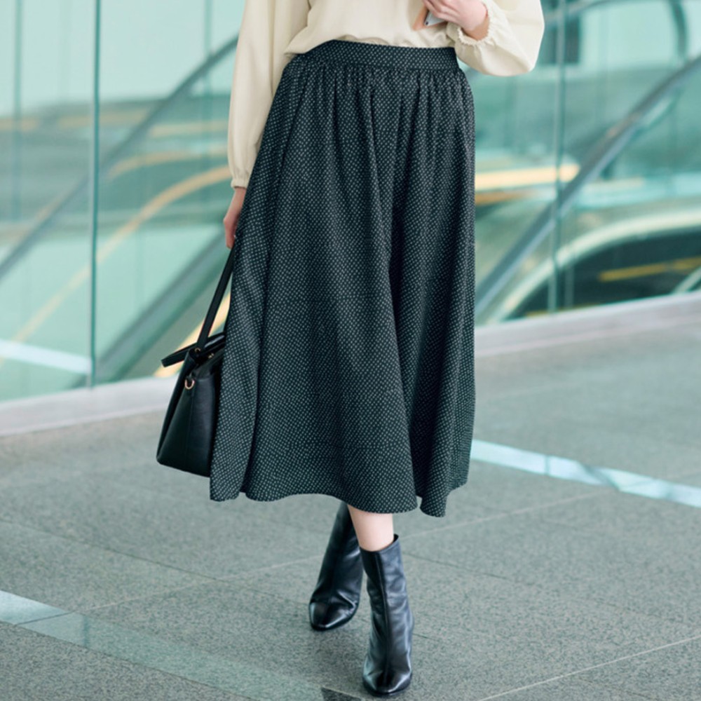 綿素材の裏カットソー付きギャザースカート