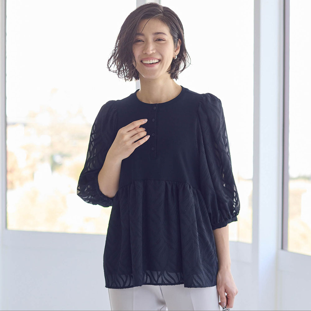 【スタイルノート/StyleNote】カットジャカード使いブラウス