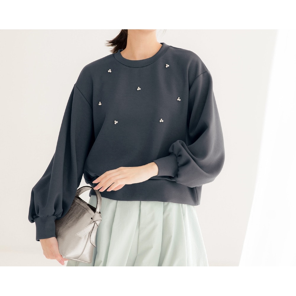 【スタイルノート/StyleNote】ビーズ付きダンボールスウェット 【スタイルノート/StyleNote】ビーズ付きダンボールスウェット