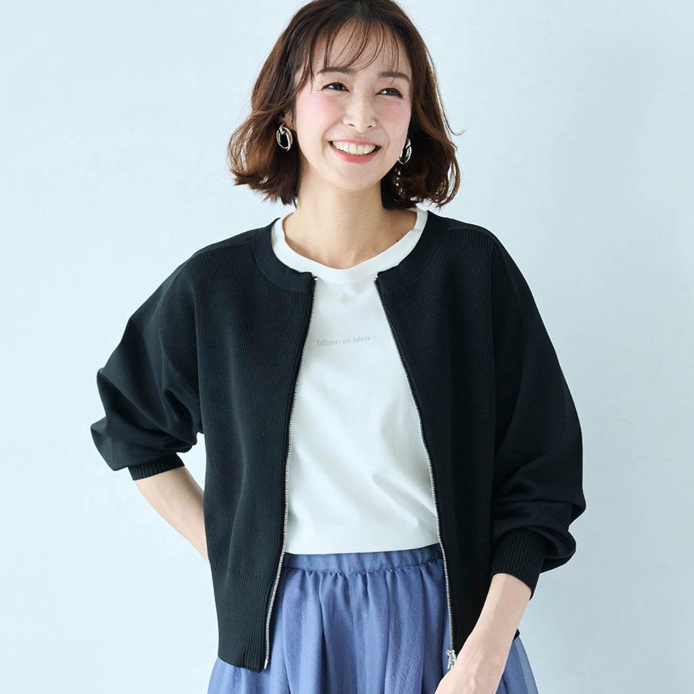 【スタイルノート/StyleNote】ショート丈ダブルジップニットブルゾン【夜干して朝乾く】 【スタイルノート/StyleNote】ショート丈ダブルジップニットブルゾン【夜干して朝乾く】