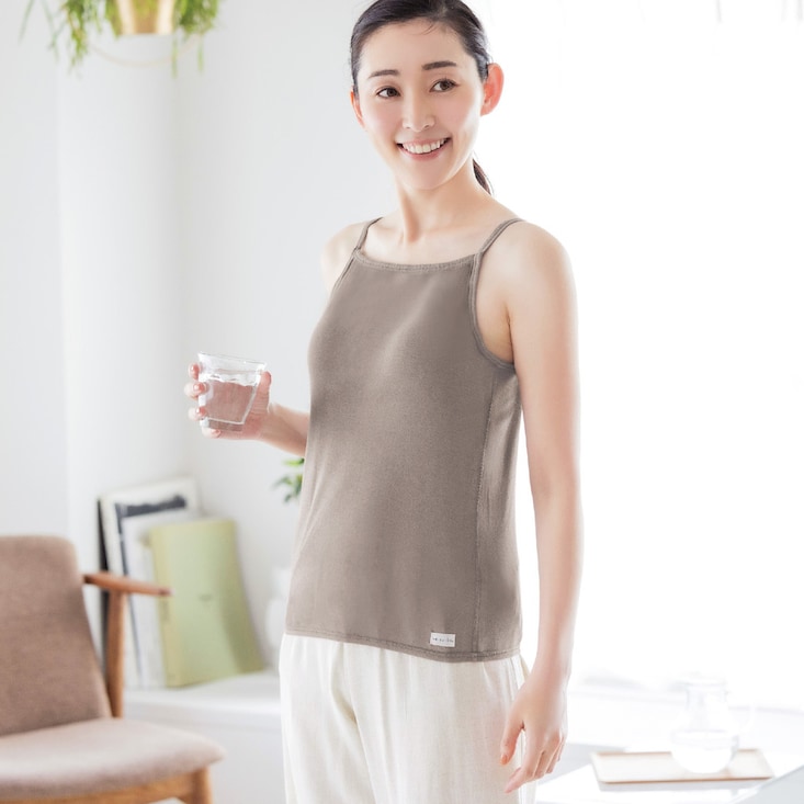 敏感肌さんのための夏のガーゼ風コットンブラキャミソール【背中ゴムなし】