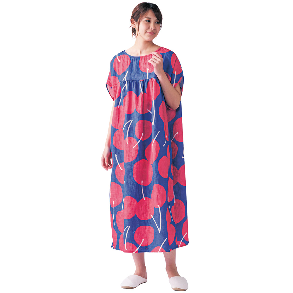 【YUYUワンピ】湯上りに着たいそのまま寝られるガーゼワンピース