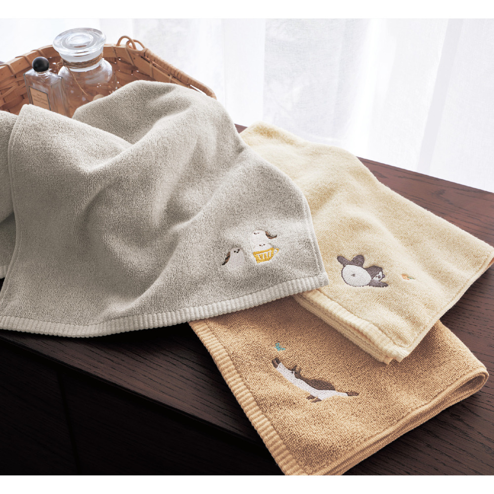 【速乾ふんわり】【6/5までセール中】 アニマル刺繍が可愛い速乾ふんわりフェイスタオル