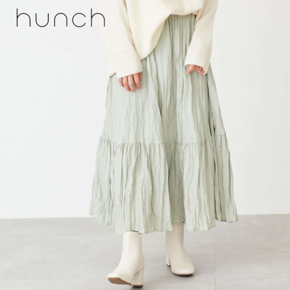 【ハンチ/hunch】光沢ワッシャーランダムプリーツスカート