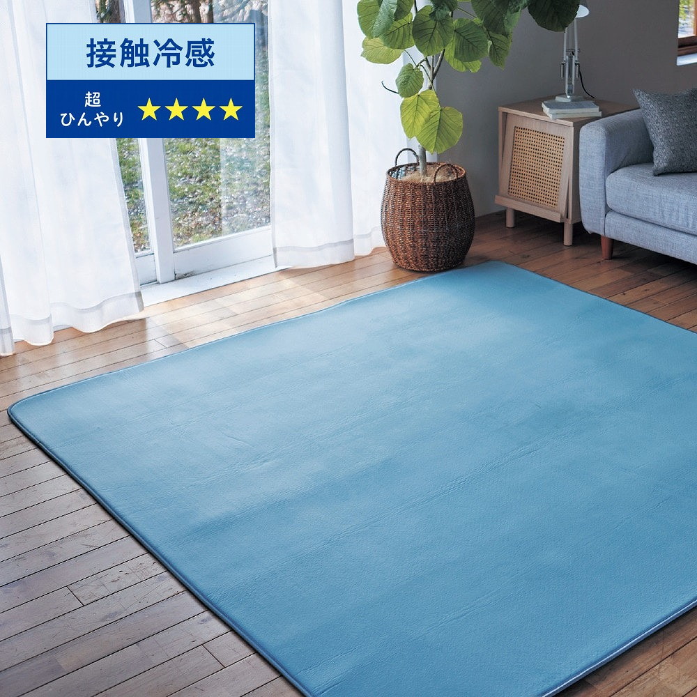 【ひえとろ】ひんやり加工をプラスしたもっちり接触冷感の低反発ウレタン入りラグ 【ひんやり】