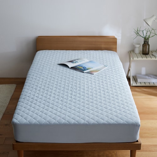 接触冷感＆吸水速乾防ダニボックスシーツ型敷きパッド 【ひんやり★★★☆】 ＜シングル／セミダブル／ダブル＞