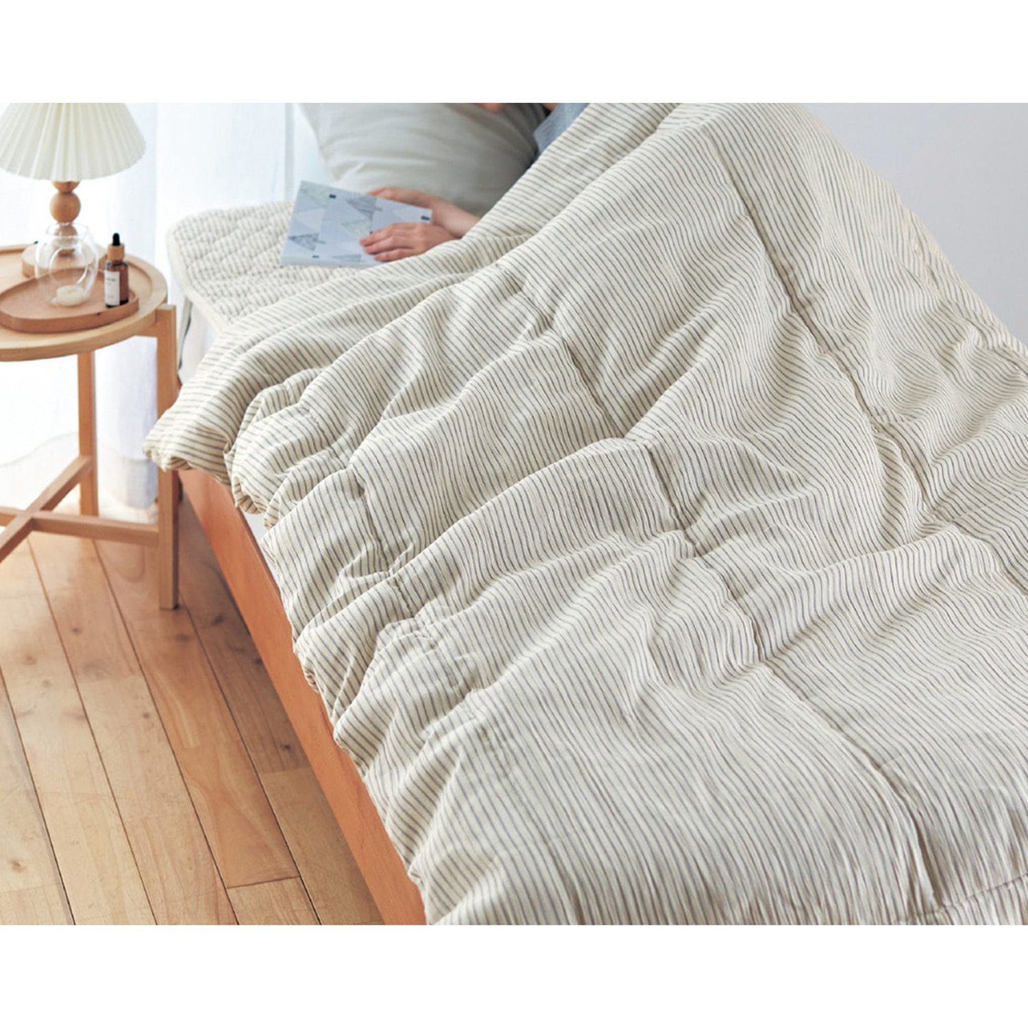 【ベルメゾン】綿素材を使ったしゃりふわ楊柳のキルトケット