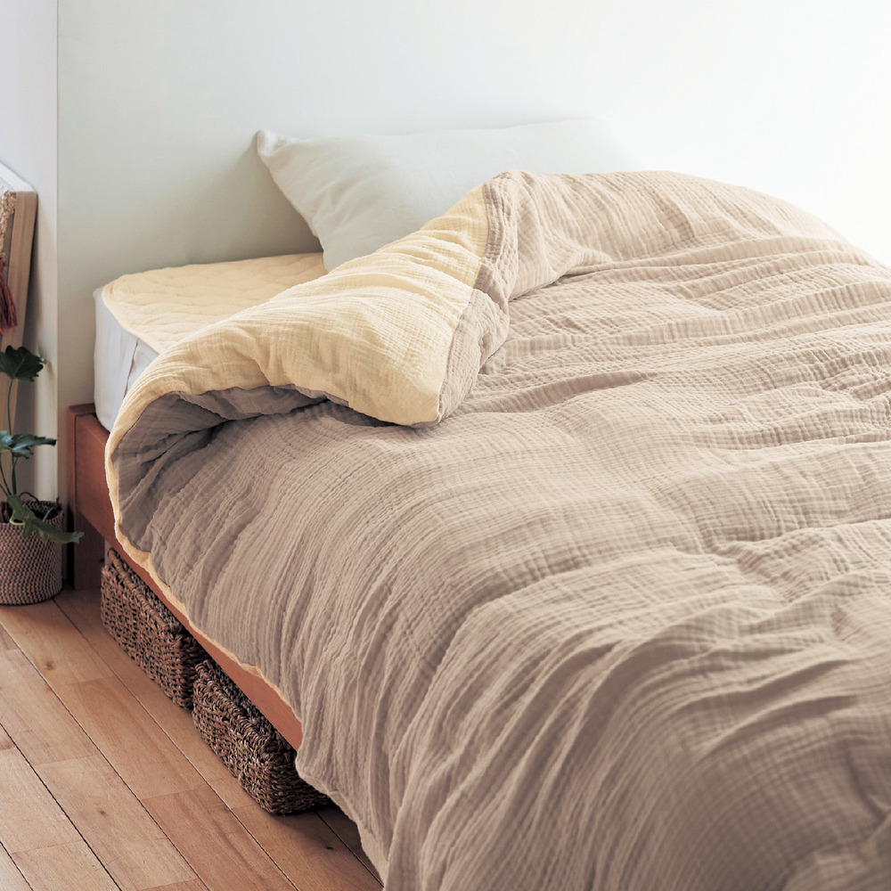 【BELLE MAISON DAYS】洗いをかけたやわらか綿素材のイブル風3重ガーゼ掛け布団カバー