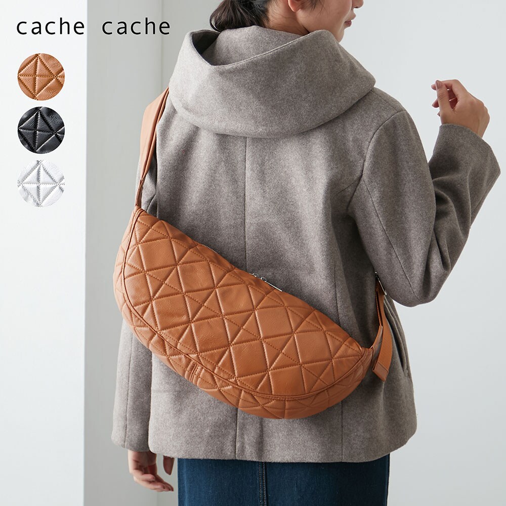 【カシュカシュ/cache cache】キルティングハーフムーンショルダーバッグ