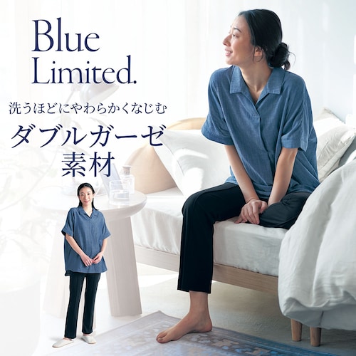 ゆったりシルエットの5分袖抜け感シャツパジャマ