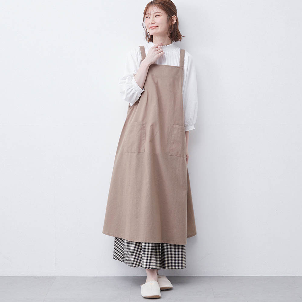 【ブルーリミテッド/Blue Limited.】綿麻ワンピース風エプロン