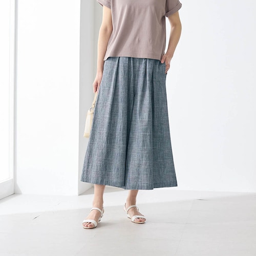 ふわっと軽やかスラブ楊柳ボリュームワイドパンツ