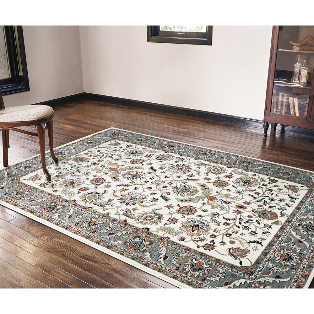 【ベルメゾン】クラシカルな額縁デザインのウィルトン織りラグ