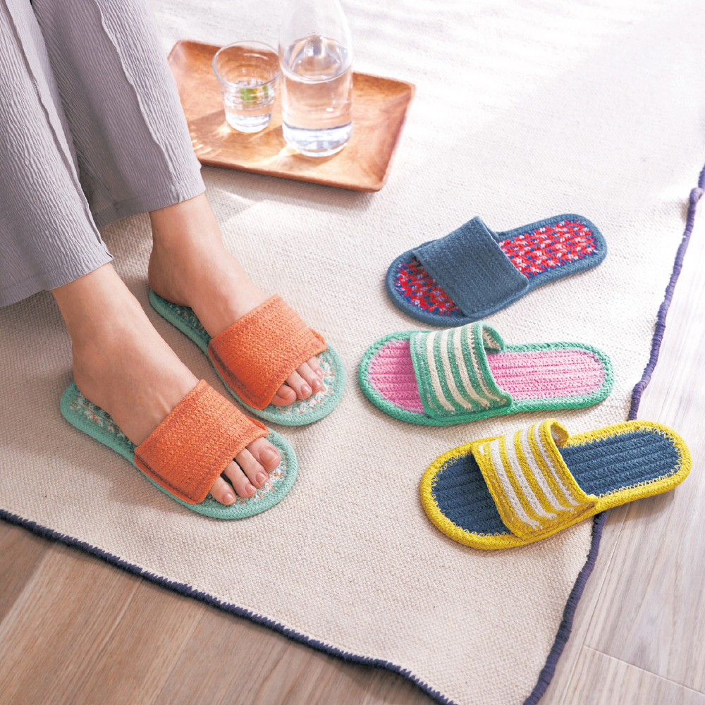 【ベルメゾン】インド綿の前あきコットンサンダル 【夏スリッパ】 【ベルメゾン】インド綿の前あきコットンサンダル 【夏スリッパ】