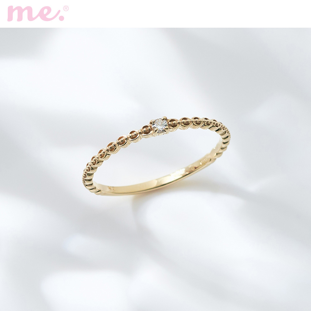 【ミー×ベルメゾン/me.×BELLE MAISON】【7月16日までお得!】 【受注生産】10金1粒ダイヤデコレーションリング【日本製】