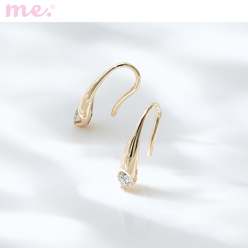 【受注生産】10金1粒ダイヤフックピアス【日本製】