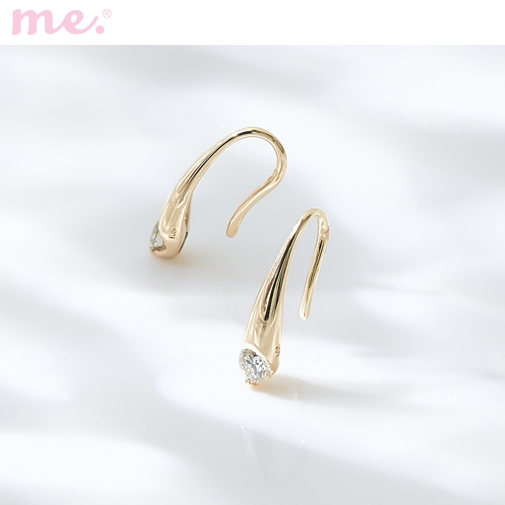 【ミー×ベルメゾン/me.×BELLE MAISON】【受注生産】10金1粒ダイヤフックピアス【日本製】 【ミー×ベルメゾン/me.×BELLE MAISON】【受注生産】10金1粒ダイヤフックピアス【日本製】