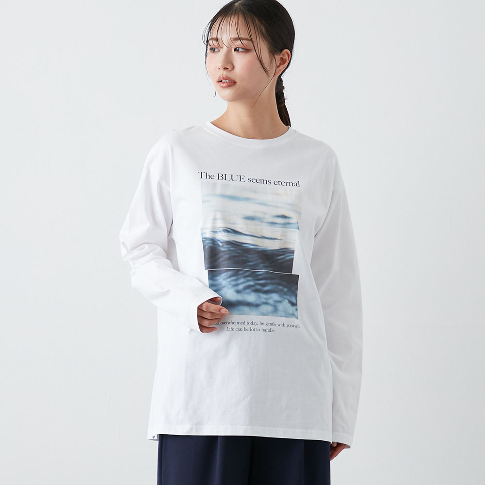 【ベルメゾン】フォトプリントコットン長袖Tシャツ