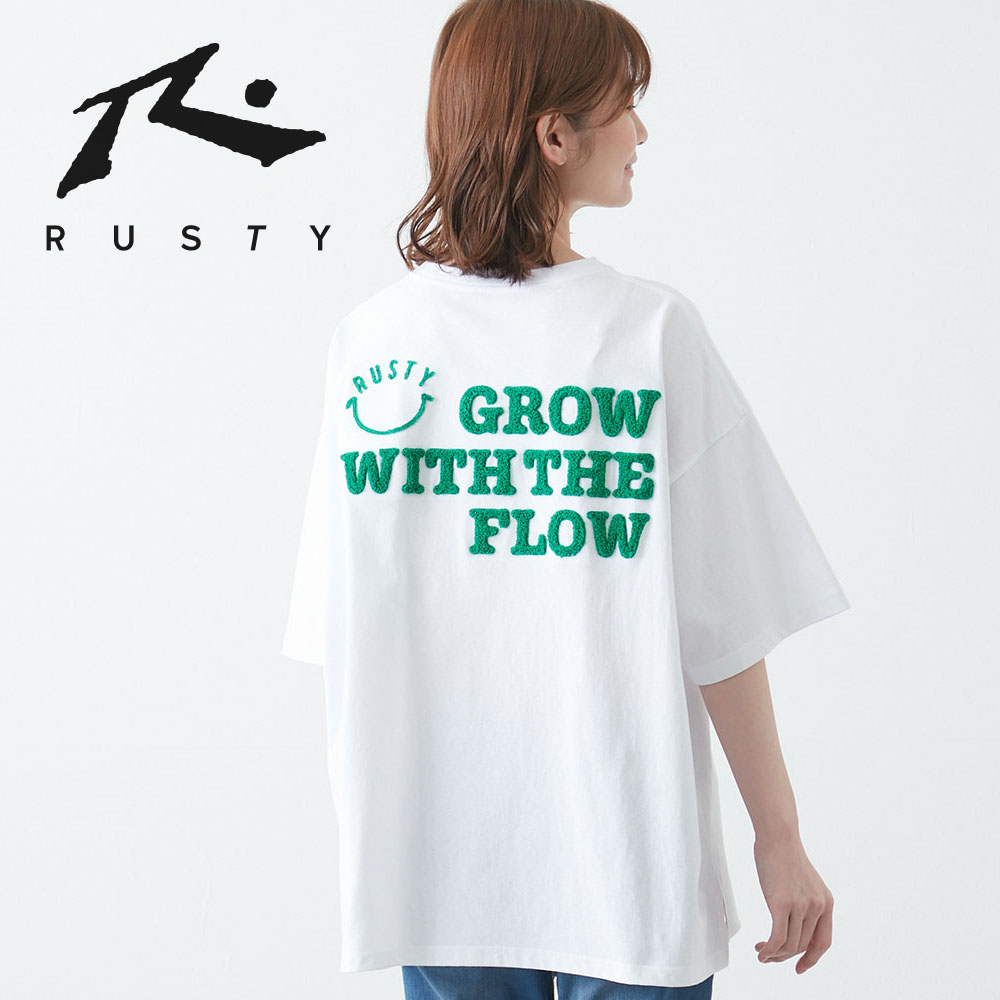 【ラスティ/RUSTY】バックスマイルサガラ刺しゅう半袖Tシャツ