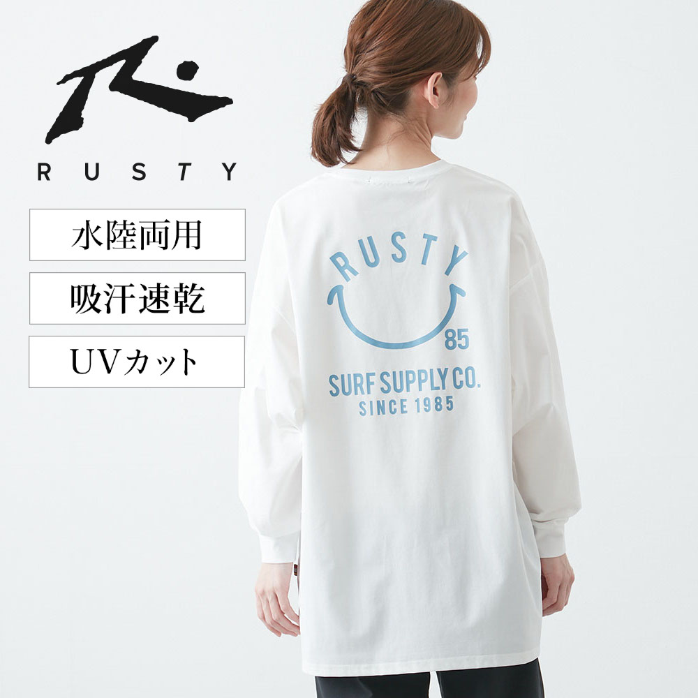 【ラスティ/RUSTY】バックスマイル長袖UVラッシュTシャツ
