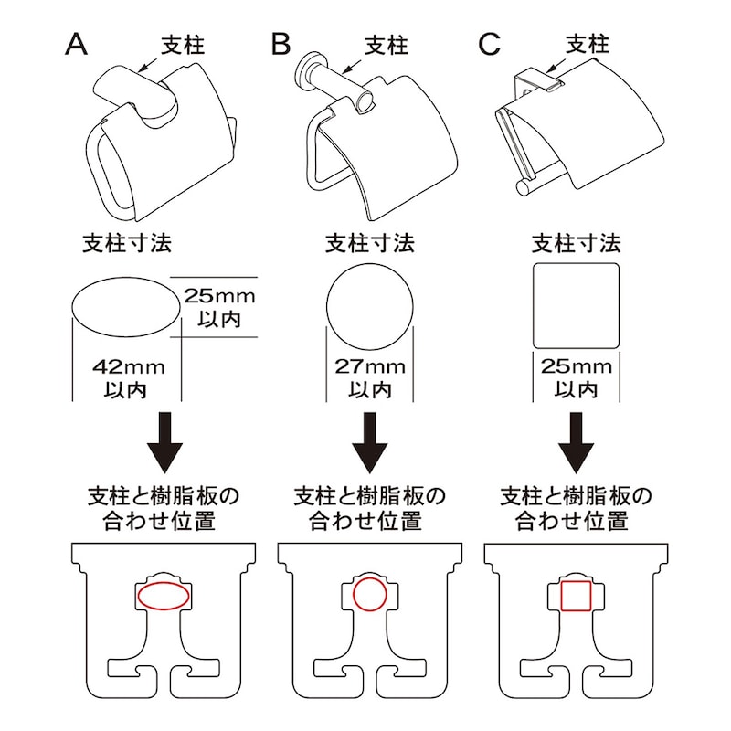 使用可能な１本支柱タイプ