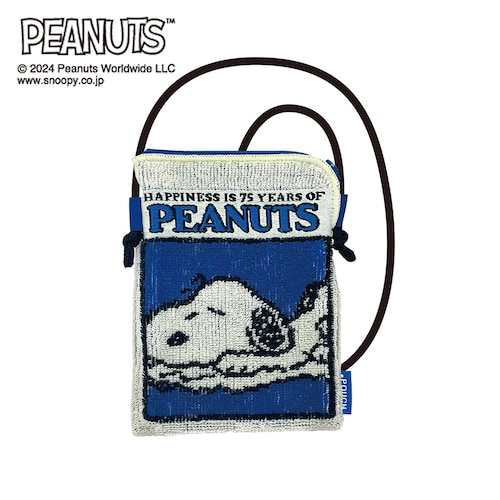 【PEANUTS75周年】 パイル生地のショルダーポーチ「スヌーピー」