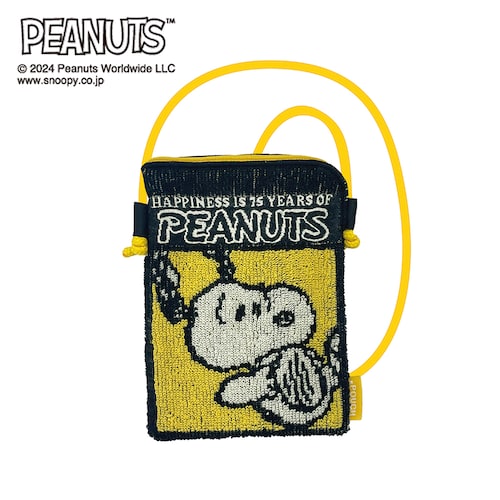 【PEANUTS75周年】 パイル生地のショルダーポーチ「スヌーピー」