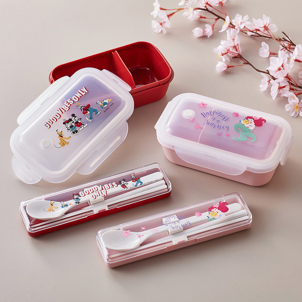 【ディズニー/Disney】1段ランチボックス & 箸・スプーンセット(選べるキャラクター)