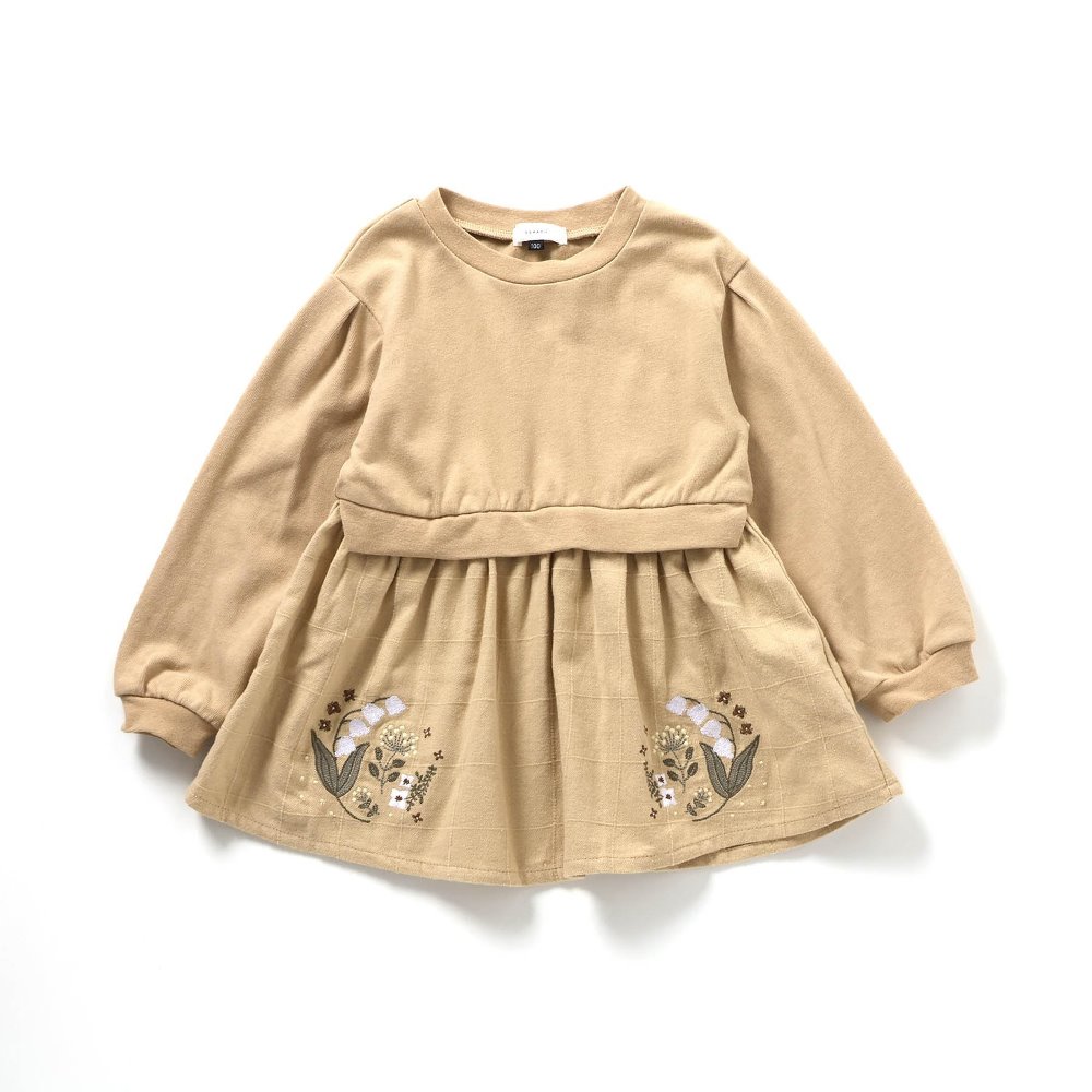 【セラフ/Seraph】【100cmのみ】 すずらん刺繍ドッキングトップス【子供服】