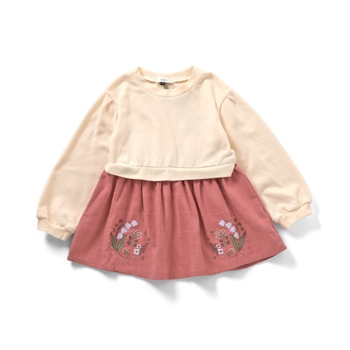 すずらん刺繍ドッキングトップス【子供服】