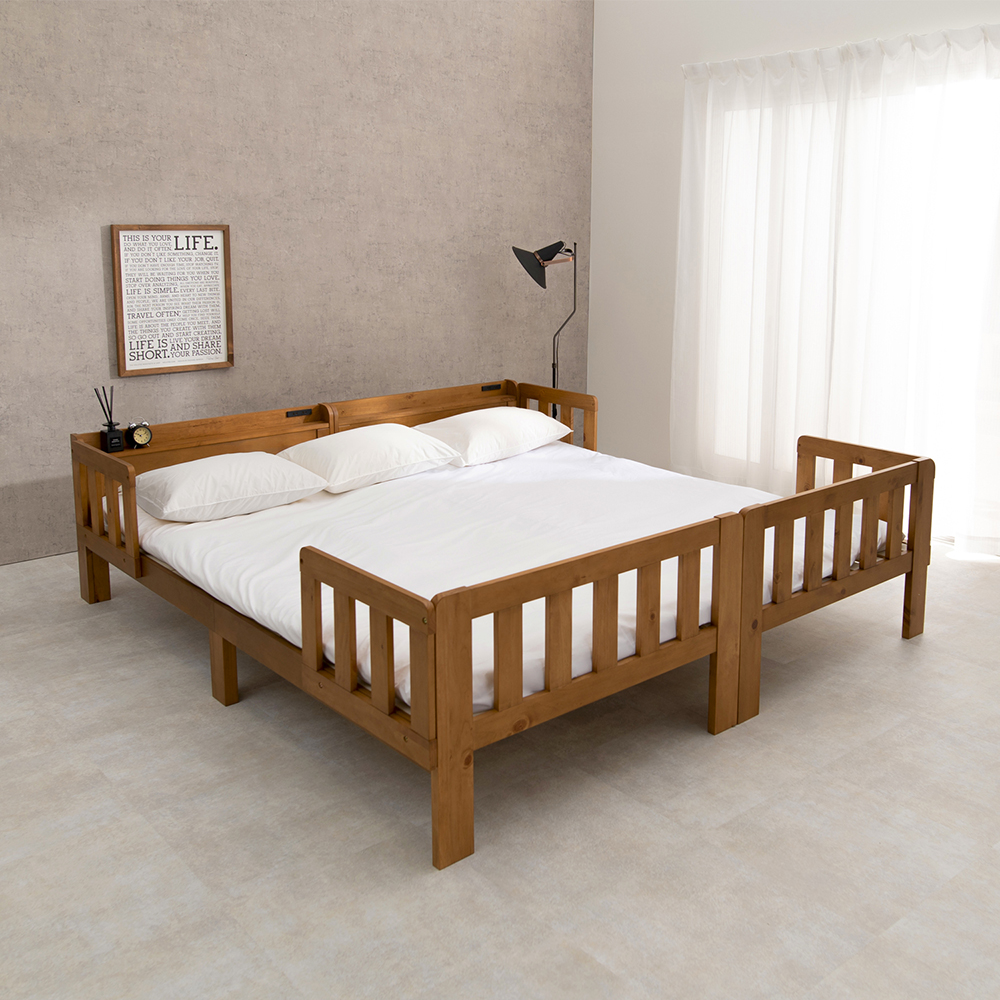 【ベルメゾン】2台連結して使えるコンセント付きすのこベッド 【ベルメゾン】2台連結して使えるコンセント付きすのこベッド