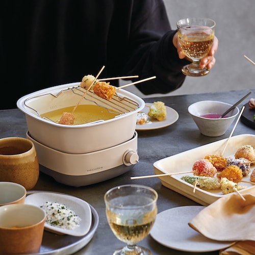 角型卓上電気小鍋「ポットデュオ キャレ」 【煮る・炊く・焼く・揚げる・蒸すの１台５役】