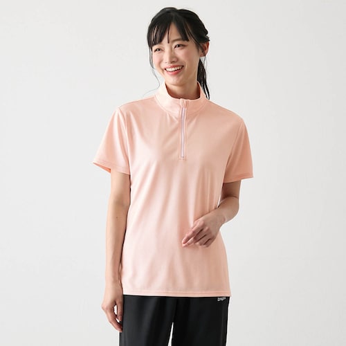吸湿冷感ハーフジップTシャツ