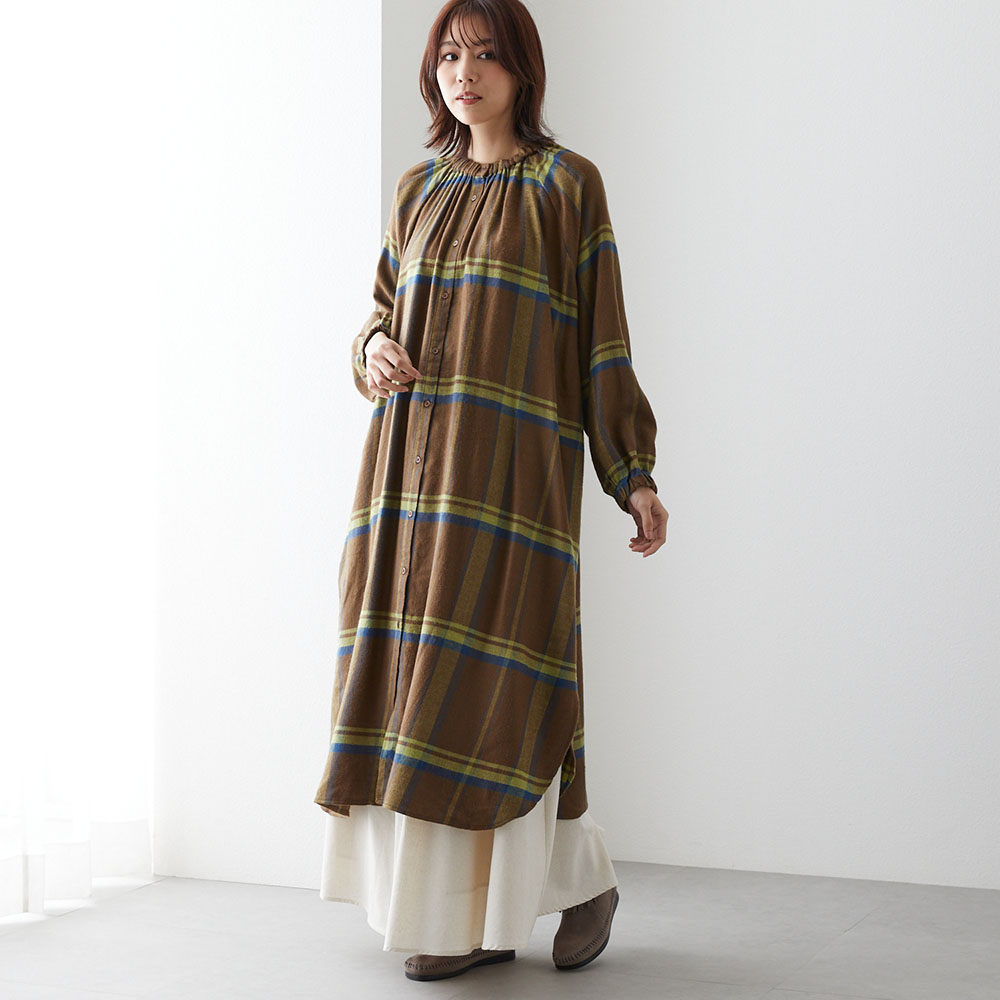 【ベルメゾン】先染めチェックワンピース