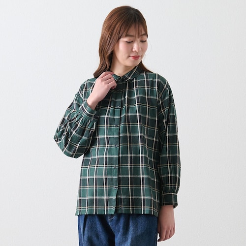 ギャザー入りチェックシャツ