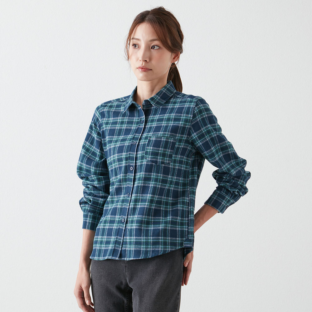 【ベルメゾン】綿素材起毛レギュラーカラーシャツ