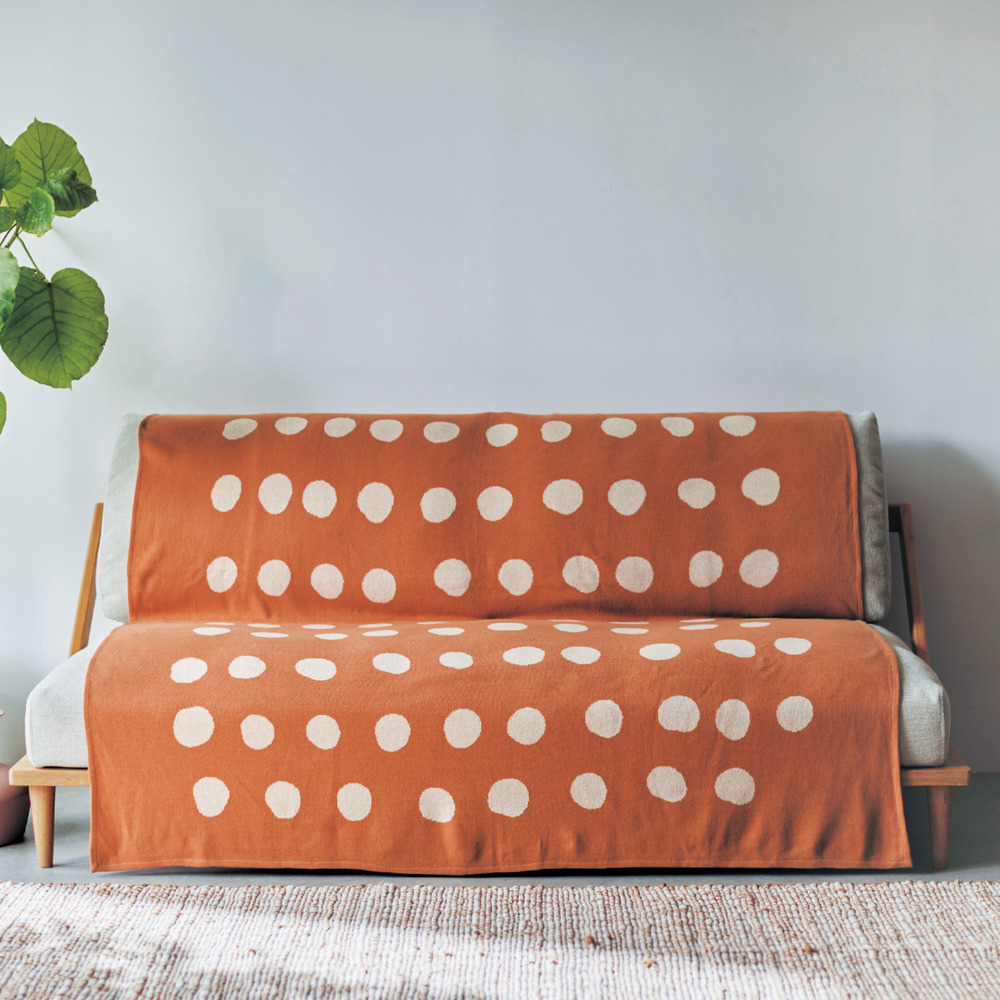 【ベルメゾン】アートのようなコットンブランケット