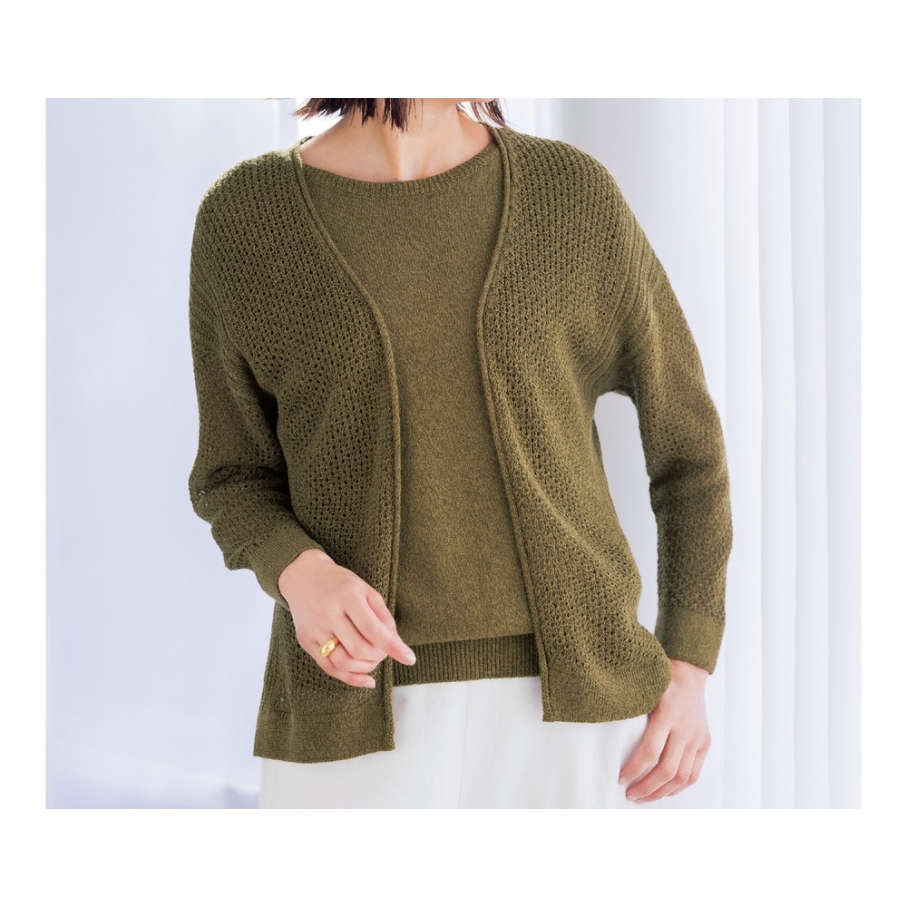 【花笑むとき/hana emu toki】麻混素材のニットカーディガン[日本製]