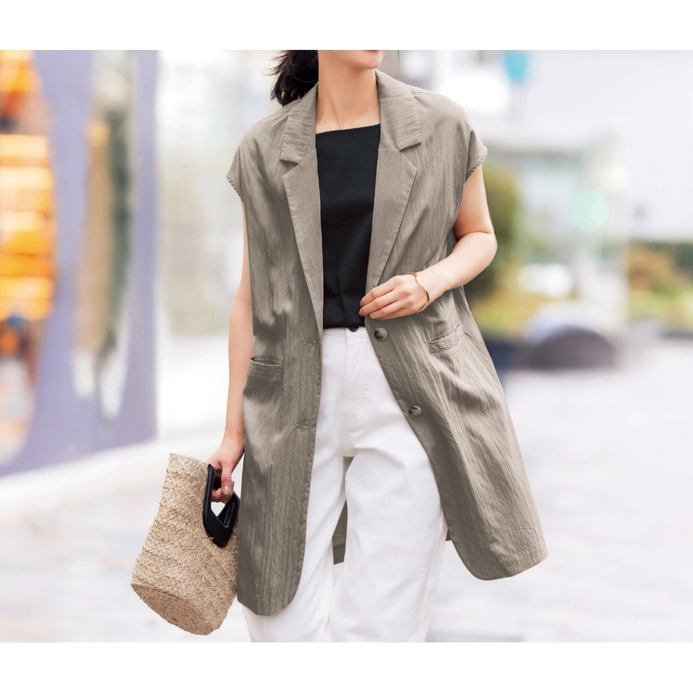 【花笑むとき/hana emu toki】さっと羽織れるライトジレ 【花笑むとき/hana emu toki】さっと羽織れるライトジレ