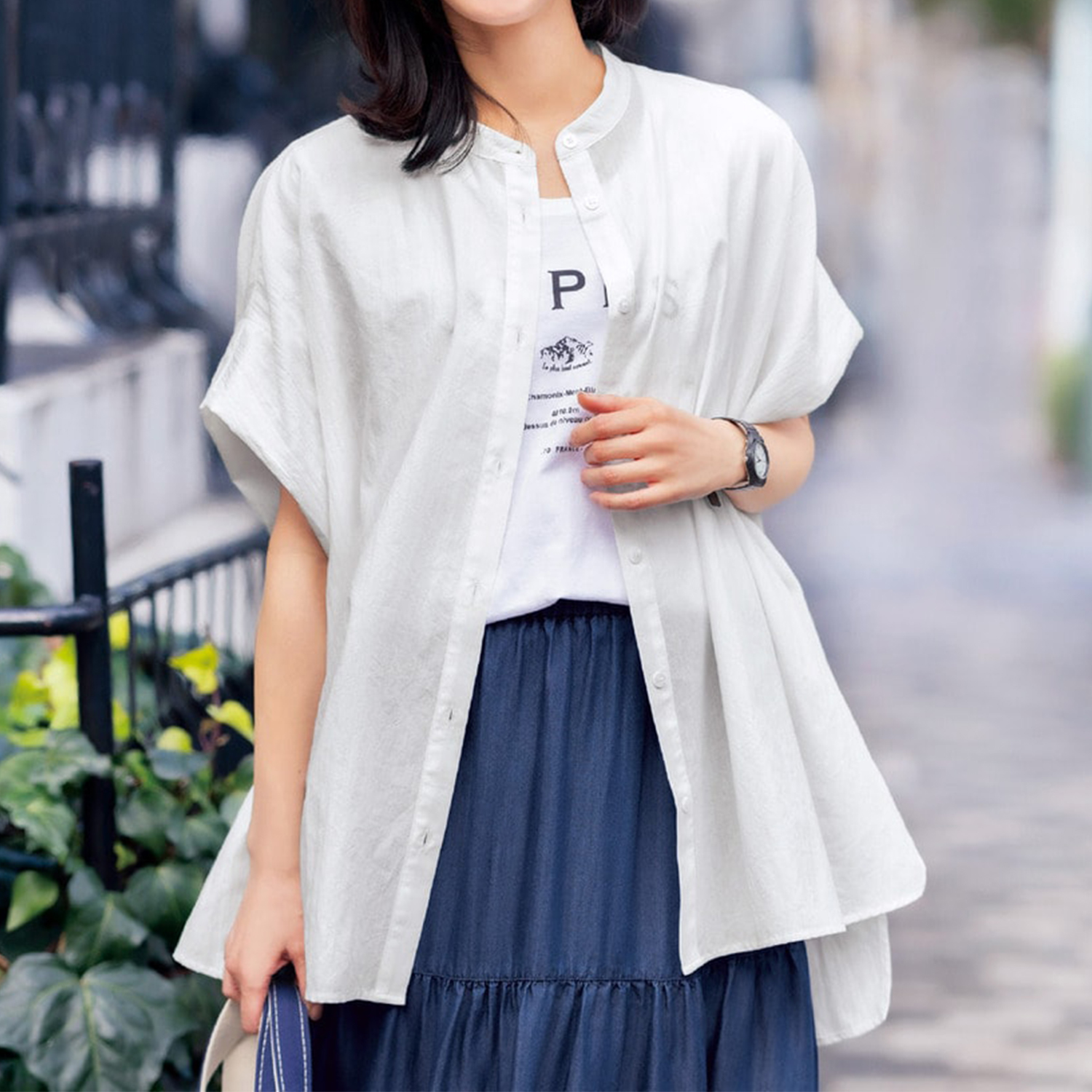 【花笑むとき/hana emu toki】風がとおるポンチョシャツ