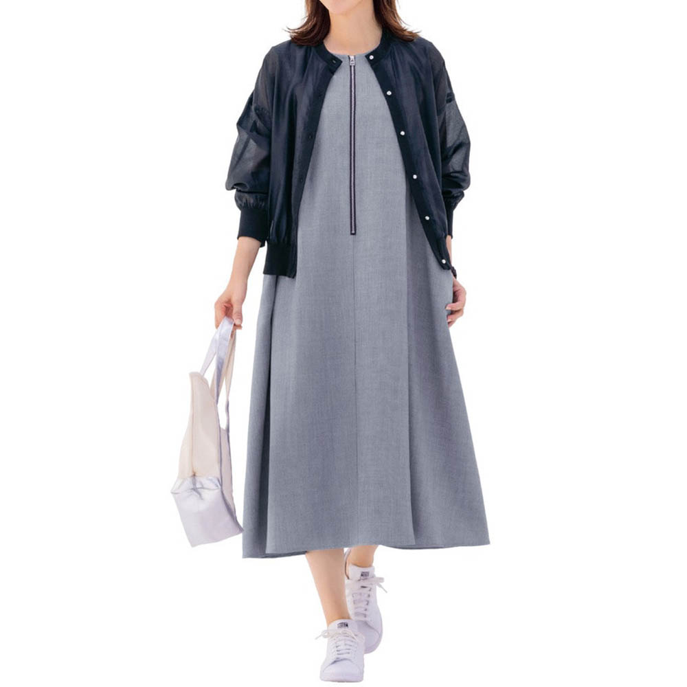 【花笑むとき/hana emu toki】フロントジップワンピース 【花笑むとき/hana emu toki】フロントジップワンピース