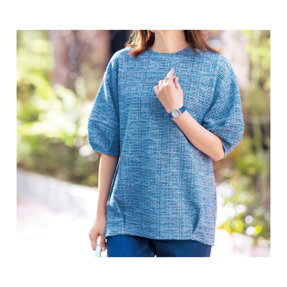 【花笑むとき/hana emu toki】ツイード調カットソー 【花笑むとき/hana emu toki】ツイード調カットソー