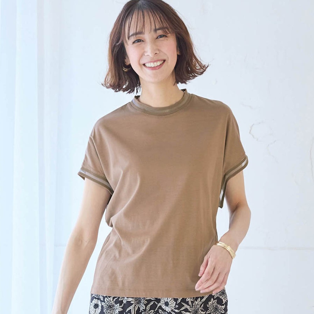 【スタイルノート/StyleNote】大人のシアー切替えTシャツ【日本製】 【スタイルノート/StyleNote】大人のシアー切替えTシャツ【日本製】