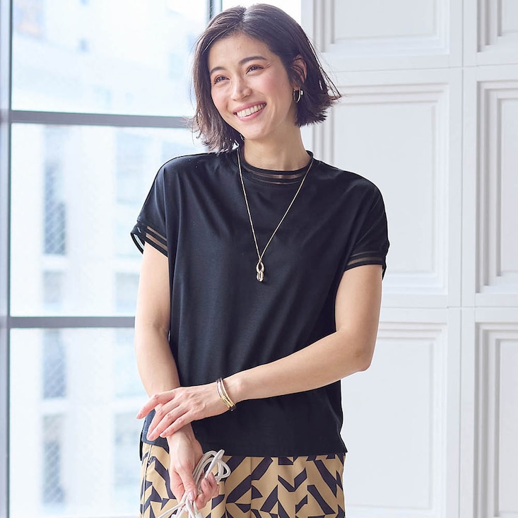 【新色追加】 大人のシアー切替えTシャツ【日本製】