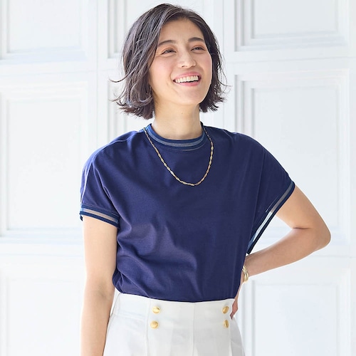 大人のシアー切替えTシャツ【日本製】