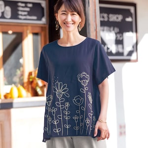 【花笑むとき/hana emu toki】お花刺繍切替えカットソー