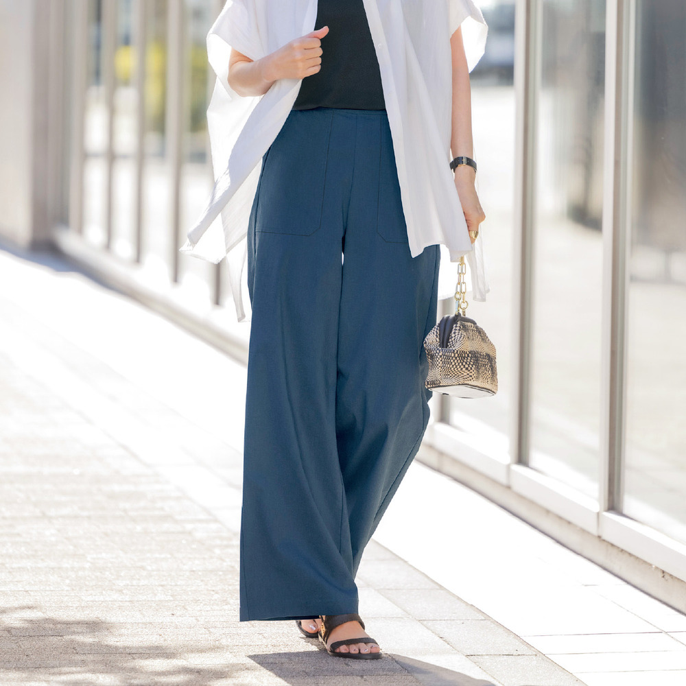 【花笑むとき/hana emu toki】麻混素材のワイドパンツ