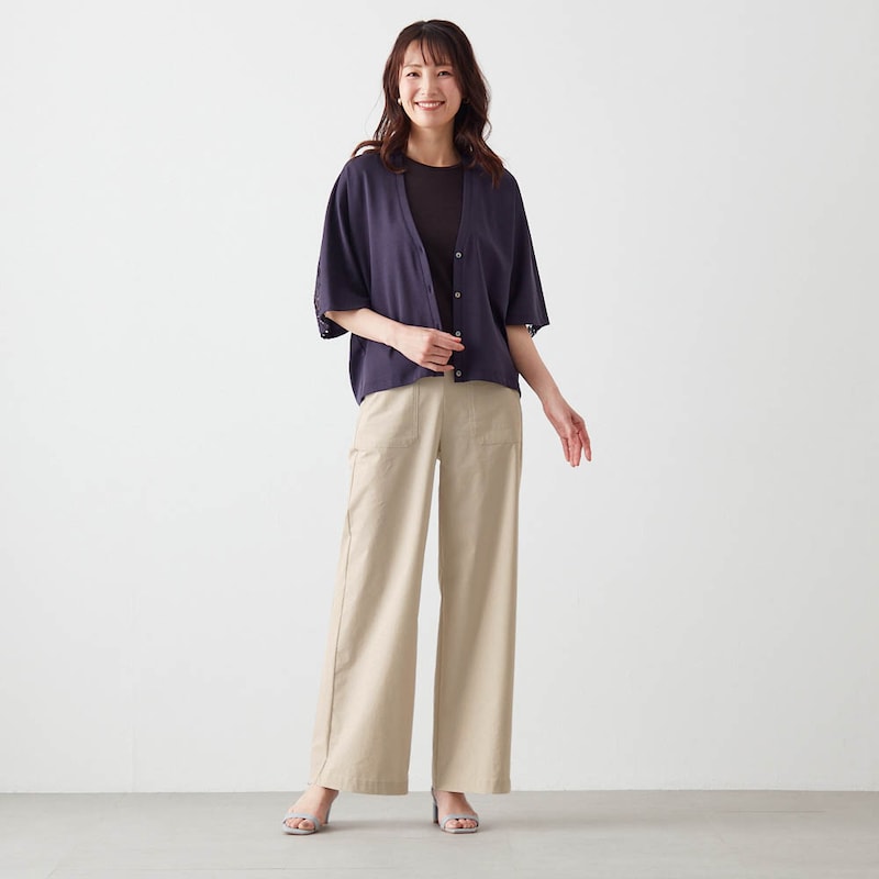 モデル身長173cm／M　※写真は撮影用のため股下＋8cmになります。