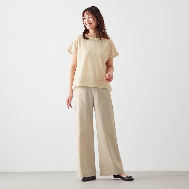 モデル身長173cm／M　※写真は撮影用のため股下＋8cmになります。