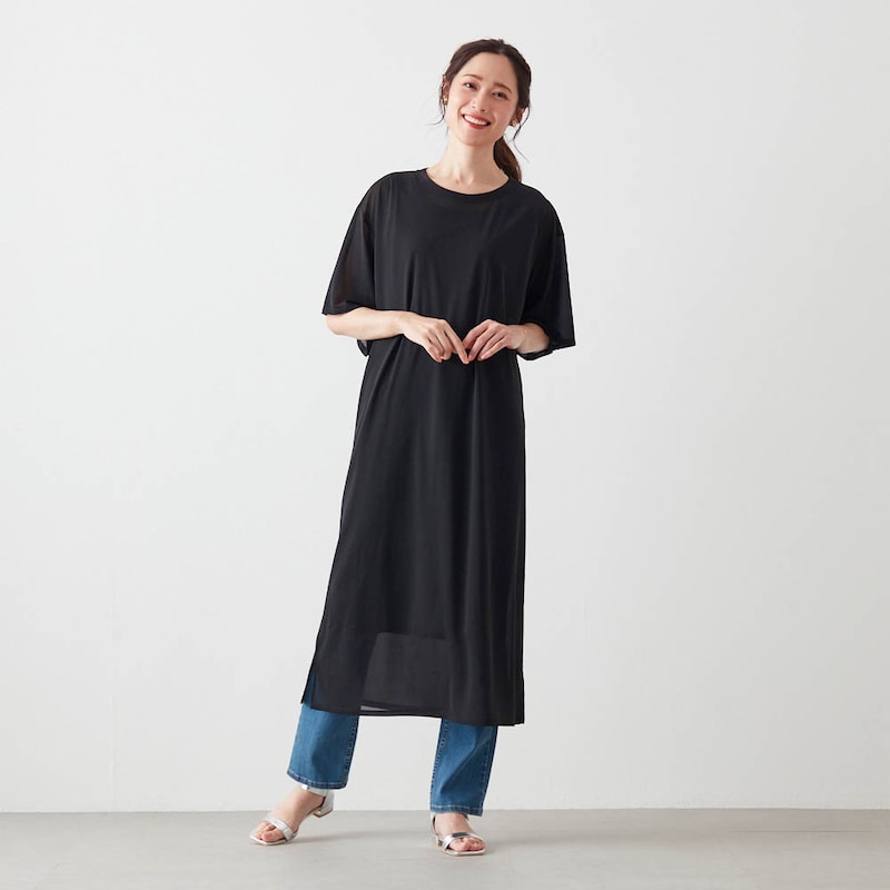モデル身長170cm／M　※写真は撮影用のため身丈＋9cmになります。